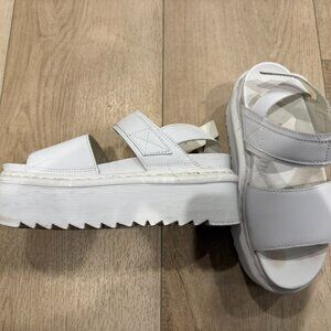 Dr Martens  Voss Mono Leather Platform Strap Sandals in White Voss Mono Leather